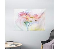 Watercolor Blumen Home Decor Szenerie by ambesonne, Arten von Flower Muster in Weiche Girly Retro Kinder Kinderzimmer Thema zum Aufhängen, für Schlafzimmer Wohnzimmer Wohnheim, Multi, Textil, Multi 19, 60 W By 40 L