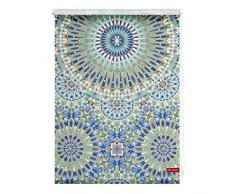 Lichtblick Verdunklungsrollo Klemmfix, 60 x 150 cm mit Motiv Orientalische Muster - Blau Grün Montage ohne Bohren, blickdichter Sicht-und Sonnenschutz, Motivrollo mit Verdunklungsfunktion