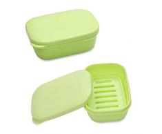 TANCANO Seifenschale Seifenbox Seifenhalter 2er Pack Seifenbehälter für Dusche, wasserdichte tragbare Seifenschale für Reisen, Auto, Zuhause, Outdoor, Camping, Fitnessstudio lichtgrün