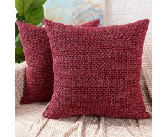MERNETTE Dekorativer Überwurf-Kissenbezug, Kissenbezug, Heimdekoration, Dekoration für Sofa, Couch Bett, Stuhl 18x18 rot