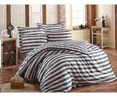EnLora Home Bettwäsche-Set für Doppelbett, Schwarz, Weiß, 200 x 200 cm, 3 Stück