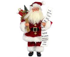 Santas Workshop Dekofigur Weihnachtsmann mit Todays, 38 cm, Einheitsgröße, Rot