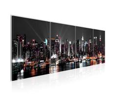 Bilder New York City Wandbild 160 x 50 cm Vlies - Leinwand Bild XXL Format Wandbilder Wohnzimmer Wohnung Deko Kunstdrucke Schwarz 4 Teilig - MADE IN GERMANY - Fertig zum Aufhängen 601946a