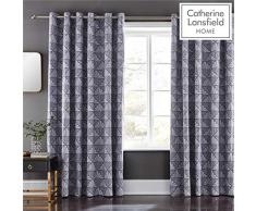 Catherine Lansfield Art Deco Ösenvorhang Polycotton grau 90x90Inch