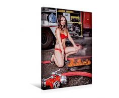 Calvendo Premium Textil-Leinwand 30 cm x 45 cm hoch, Sexy Feuerwehrfrau | Wandbild, Bild auf Keilrahmen, Fertigbild auf echter Leinwand, Leinwanddruck Menschen Menschen