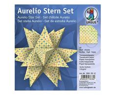 URSUS 35615512 - Faltblätter Aurelio Stern Paradiso, 33 Blatt Transparentpapier je 14,8 x 14,8 cm, 115 g/qm, einseitig bedruckt, schöne Papiersterne für die Weihnachtszeit, gelb