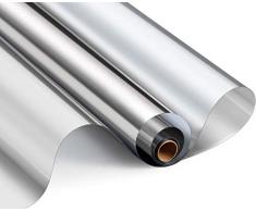 HooTown Fensterfolien, Tönungsfolie mit Wärmeregulierung, Sichtschutzfolie, für Zuhause, kein Kleber und kein Klebstoff 35.4 In x 19.6 Ft Silber