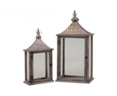 Urban Trends 40116 Deko Laterne, Holz/Metall, 2 Stück