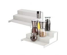 Minggoo 3-stöckiges Gewürzregal für Küche/Speisekammer, Metall weiß