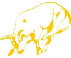 INDIGOS 4051095060659 Wandtattoo w628 Stier Wandaufkleber in 3 Größen, 120 x 66 cm, gold