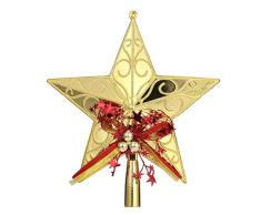 Amosfun 20 cm Weihnachtsbaumspitze Stern Weihnachtsbaumspitze Stern Weihnachtsdeko Glitzer Christbaumschmuck (Golden) Size 1 goldfarben