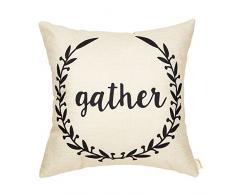 fahrendom Rustikal Farm Fresh Eggs Henne Vintage Country Style Retro Farmhouse Zitat Geschenk Baumwolle/Leinen Home dekorativer Überwurf-Kissenbezug mit Worten für Sofa Couch 45,7 x 45,7 cm 18X18 Gather