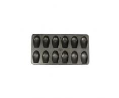 Vespa Madeleine Backform 12Â Mulden mit Antihaftbeschichtung, Aluminium, schwarz, 36Â x 19.5Â x 1.5Â cm