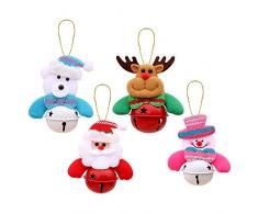 OKA Weihnachtsbaum-Glocken-Ornamente, Weihnachtsglocken, Glocken, Weihnachtsbaum, Tür, Party-Zubehör, Weihnachtsmann, Schneemann, Rentier, Bär, 4 Stück