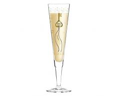 RITZENHOFF Champus Champagnerglas von Sven Dogs, aus Kristallglas, 200 ml, mit edlen Gold- und Platinanteilen, inkl. Stoffserviette