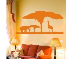 INDIGOS 4052166117524 Wandtattoo w555 Afrika / Steppe Elefant Giraffe Wandaufkleber 96 x 53 cm, orange