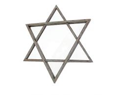 Benjara Wandspiegel aus Holz, Hexagramm-Form, Braun