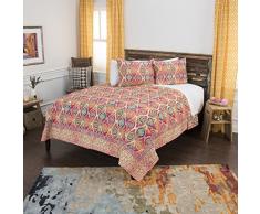 Rizzy Home BQ4505 Steppdecke, 68 x 94 cm, Gelb/Pink/Verzierungen