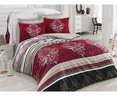 Cotton Box Bettwäsche-Set für Doppelbett, Satin 200 x 220 cm Claret Red White Black Cream