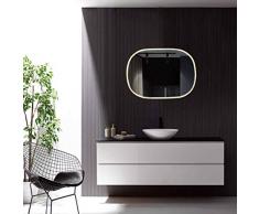 Dreamworks Badezimmerspiegel, Wandmontage, oval, LED, IP44-Wasserdicht, goldfarbener Rahmen, 61 x 91,4 cm