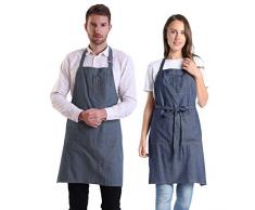 BIGHAS Birghas Verstellbare Jeans-Schürze mit 4 Taschen für Frauen, Herren, Koch, Küche, Garten, Café X-Large 4#