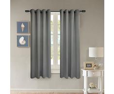 FY Living Mikrofaser-Vorhang, gewebt, Verdunkelungsvorhang, Zwei Stoffbahnen, 132 x 213 cm, Beige, Textil, grau, 52 by 63