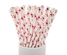 CTIGERS Special Biologisch abbaubare Trinkhalme für Party Box mit 100 Stück Flamingo