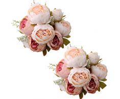 Fule Kunstblumen, Pfingstrose, Seide, Blumensträuße, Blumengestecke Light Pink X2
