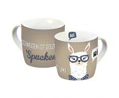 infinite by GEDA LABELS (INFKH) Lama Spucken beige Tasse, Porzellantasse, Kaffeetasse, Mehrfarbig, 300 Ml