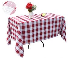 Poise3EHome wasserdichte Picknick-Tischdecke, auslaufsicher, für Outdoor Camping Terrasse Tisch Hof, Party BBQ 60X104-Rectangular Red Checkered