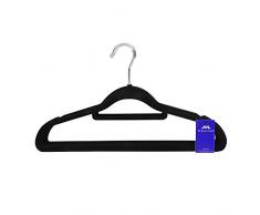 JVL Simple-Kollektion Velvet Touch platzsparend rutschfest Kleiderbügel 10 Stück, recyceltem ABS Kunststoff, Nylon, Zink, schwarz, 41, 5 x 0,5 x 22,5 cm