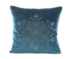 Eurofirany Kissenbezüge Kissenhüllen Velvet Samt Couchkissenbezüge Sofakissenbezüge Weihnachten Steinchen Christmas Schneeflocken Dekorationskissen Doppelpack 2er Set Kopfkissenbezüge Dekokissen