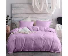 Argstar Bettwäsche-Set, Mikrofaser, Gewaschene Baumwolle, 2-teilig, Doppelbett-, 3-teilige Queen-, 3-teiliges King-Size-Bett Traditionell Button Duvet Cover King Hellviolett