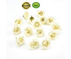 fake flowers heads Kunstblumen mit Seidenrosen, künstliche Blumen, Hochzeit, Heimtextilien, DIY Kranz, zum Basteln, künstliche Blumen, 30 Stück, 4 cm Milke White