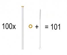 KOCH Glas Trinkhalm, gerade, whiskey, mit Bürste, VORTEILSPACK (100)