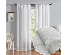 Fragrantex Gestreifte Gardine Modern 95 L| Pair Gestreiftes Weiß