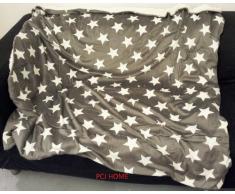 Rapport Sterne Dekorative Überwurf Decke Weich Fleece Sherpa New, grau