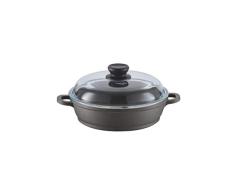 Berndes Bonanza Induction Schmorkasserolle 24 cm mit Glasdeckel 071245 l Aluguss-Kasserolle und -Bräter antihaftbeschichtet l Induktion