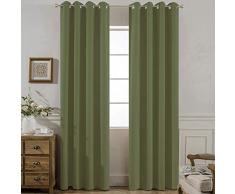 Yakamok Verdunklungsvorhänge für Schlafzimmer – Ösen Thermoisoliert Zimmer Verdunkelungsvorhänge für Wohnzimmer Set von 2 Paneelen 52W x 96L graugrün