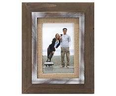 Malden International Designs in rustikaler Holz Fashion Zwei Ton Zeder Bild Rahmen mit Jute Matte Bilderrahmen, 4 x 6, braun