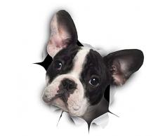 Winston & Bear 3D Hund Aufkleber - 2er-Pack - schwarz/weiß französische Bulldogge Aufkleber für Wand, Kühlschrank Frenchie Aufkleber