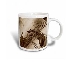 3dRose Bild von Abstrakt Violine und Noten in Sepia Tones 11 Oz Tasse, Keramik, weiß, 10,2 x 7,62 x 9,52 cm