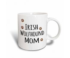 3dRose Irish Wolfhound Dog Mom Breed-Brown, Paw Prints Doggy mit Stolz Pet von Mama Kaffeebecher, Keramik, Weiß, 10.16 cm x 7,62 x-Uhr