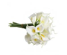 supla 20 PCS Künstliche Blumen Calla Lily Bouquet Brautschmuck Hochzeit Bouquet Fake Seide Blumen Kunstleder Latex Touch Blumenstrauß Hochzeit Party