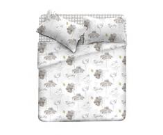 Italian Bed Linen cl-em-Papavero grigio-2p Bettwäsche Emotion Sack und Kissenbezüge, Baumwolle, Bedruckt, A Queensize, 300 x 250 x 1 cm