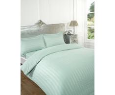 Dreamscene Schöne Satin Stripe Bettwäsche komplett Set, Polyester, Duck Egg Blau, King, 4-teilig