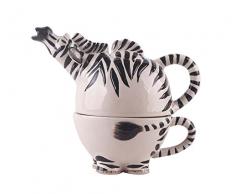 Blue Sky Teekanne für eine Person, Keramik, 22 x 14 x 17 cm, Zebramuster