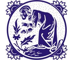 INDIGOS 4051095027973 Wandtattoo w261 Frau, Blume, Oma 120 x 114 cm, blau