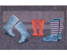 oKu-Tex Fußmatte | Schmutzfangmatte | Deco-Soft Entrance| Gummistiefel bunt | Aufdruck | für innen | Eingangsbereich / Haustür / Treppenhaus | rutschfest | 50x80 cm
