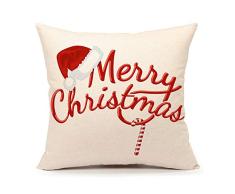 Unbekannt Rot Merry Christmas Kissen Bezug dekorativer Überwurf-Kissen Fall Home Decor 45,7 x 45,7 cm Baumwolle Leinen für Sofa